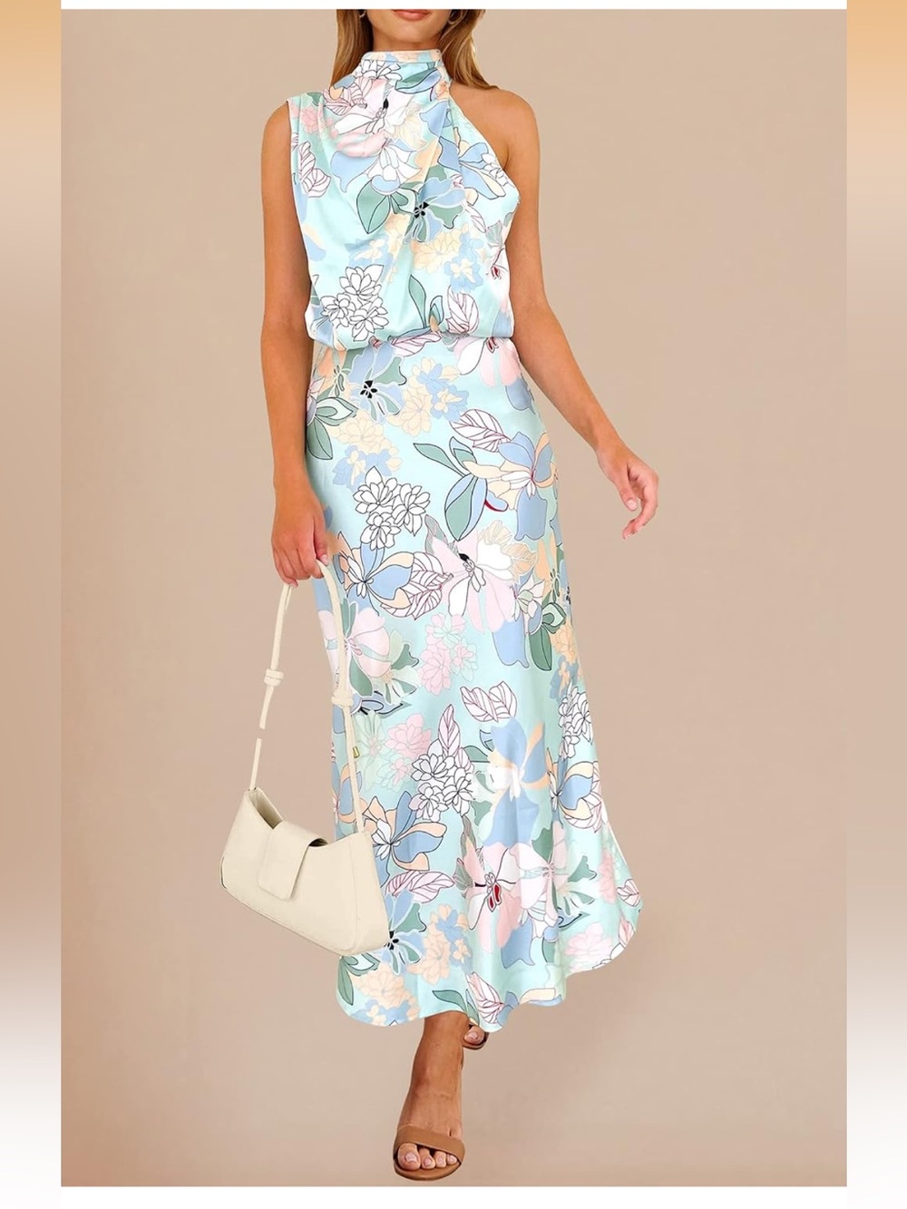 Summer Satin Maxi Cocktail Dress M. 2953/bb12-3:v - Picture 2 of 8